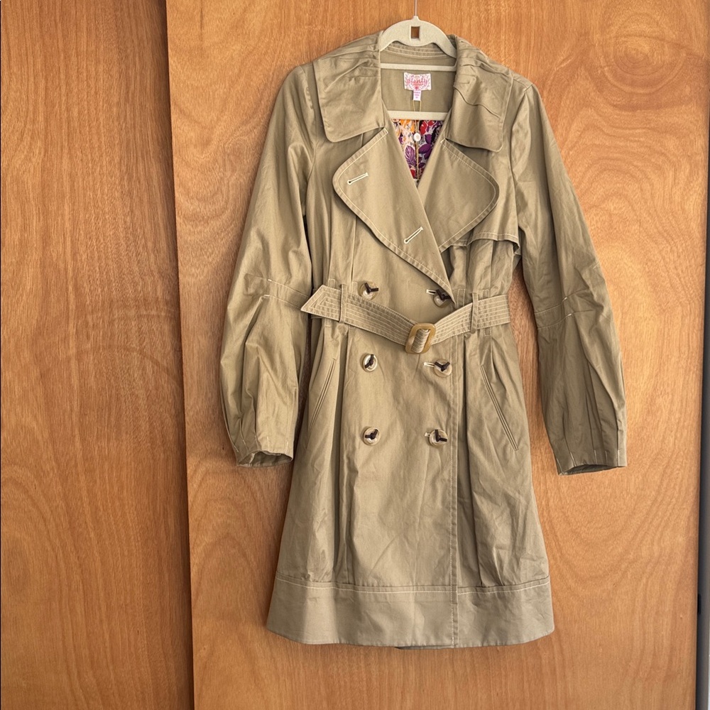 Plenty by Tracy Reese for Anthropologie Tan Double-Breasted Trench Coat